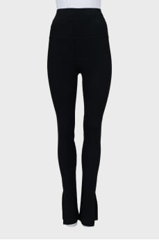 Black leggings with slits at the bottom