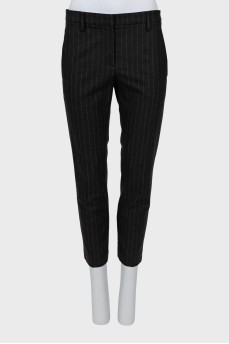 Cropped striped wool trousers