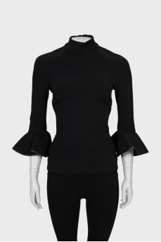 Blouse with frill on sleeves