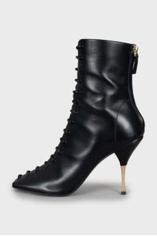 Leather lace-up ankle boots