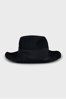 Black hat with textile decor