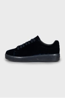 Velour sneakers in blue