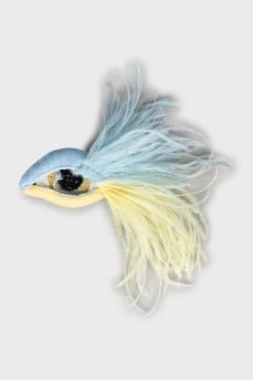 Embroidered feather brooch