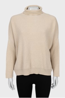 Cashmere ribbed sweater with tag