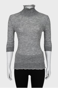 Grey turtleneck with 3/4 sleeves