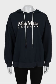 Blue hoodie with text print