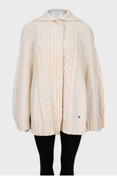Knitted wool poncho