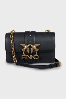 Leather bag with brand logo