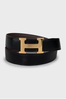 Reversible belt with gold logo
