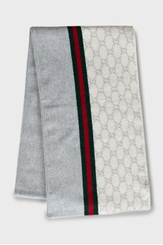 Wool and cashmere scarf with print