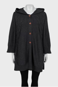 Wool cardigan with textured pattern