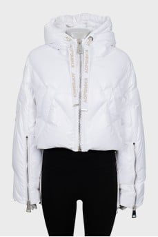 Cropped white down jacket
