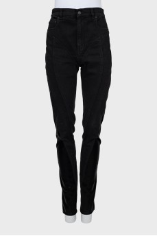 Black jeans with raised seams