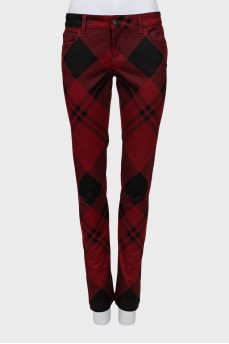 Skinny jeans in plaid print