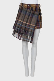 Checkered print short skirt