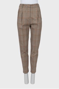Plaid high waist trousers