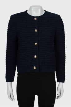 Blue cardigan with patch pockets