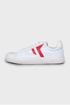 White sneakers with leather inserts