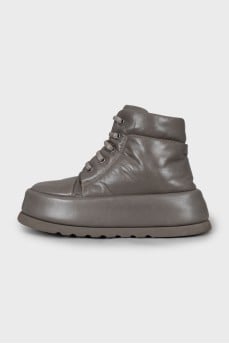 Gray boots with a massive sole