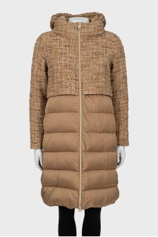 Brown down jacket with tweed top