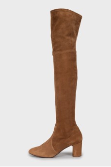 Suede over the knee boots with heels