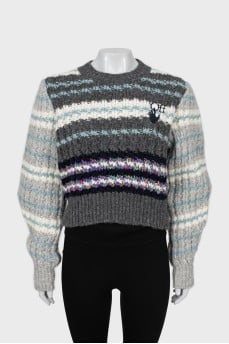 Knitted sweater with embroidered brand logo
