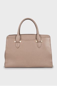 Brown leather tote bag