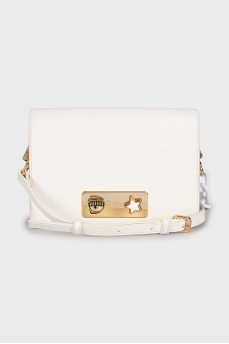 Leather crossbody bag with gold decor