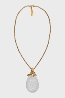 Gold pendant with massive crystal