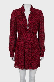 Red dress with animal print