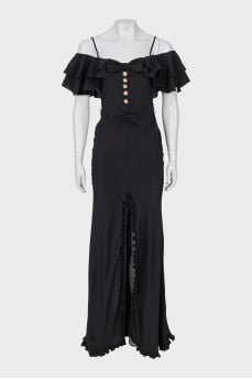 Black silk maxi dress