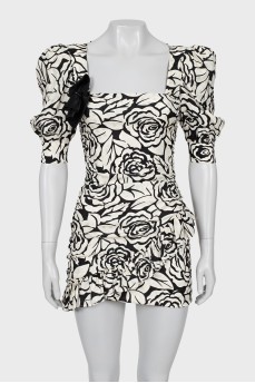 Silk floral print mini dress