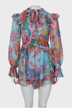 Silk jumpsuit with floral print