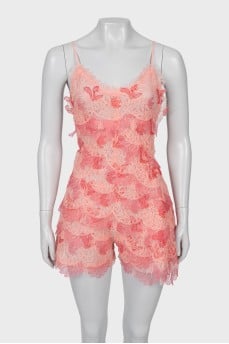Lace jumpsuit with open back