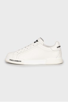 Leather sneakers with brand logo