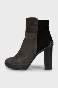 Suede ankle boots with block heel