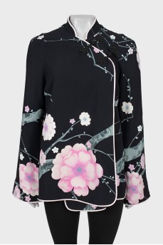 Loose fit cardigan with floral print