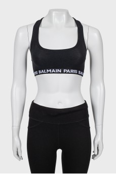 Sports black top with brand logo