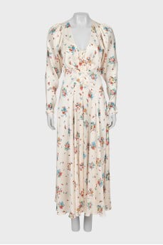 Beige dress with floral print