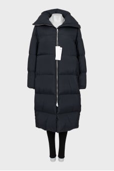 Long down jacket with a high collar
