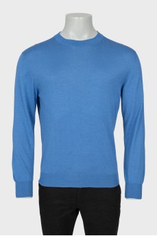 Men's blue cashmere and silk jumper