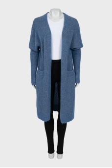Blue cardigan with short pile