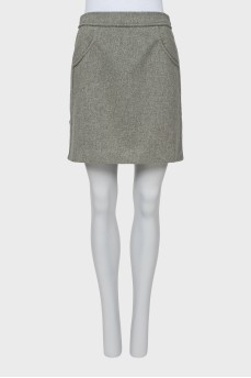 Gray A-line wool skirt