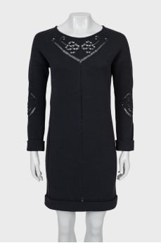 Black dress with decoration on sleeves