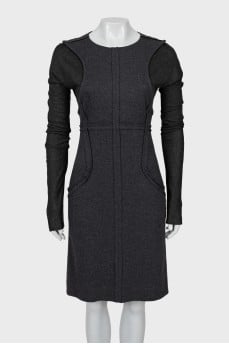 Wool dress with patch pockets