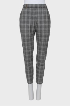 Checked wool trousers