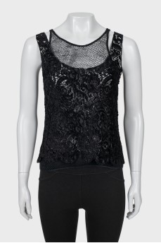 Lace tank top with straps