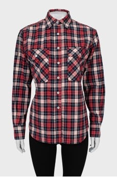 Plaid shirt with zippers on the sleeves