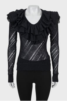 Jumper decorated with lace with a tag