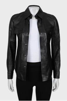 Leather shirt with buttons